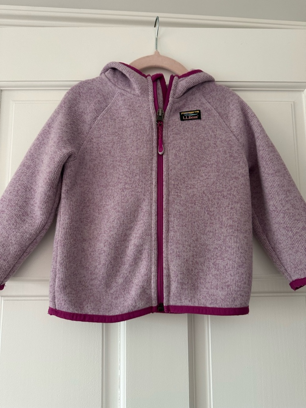 L.L. Bean Kids Light Purple Hooded Jacket with Magenta Trim